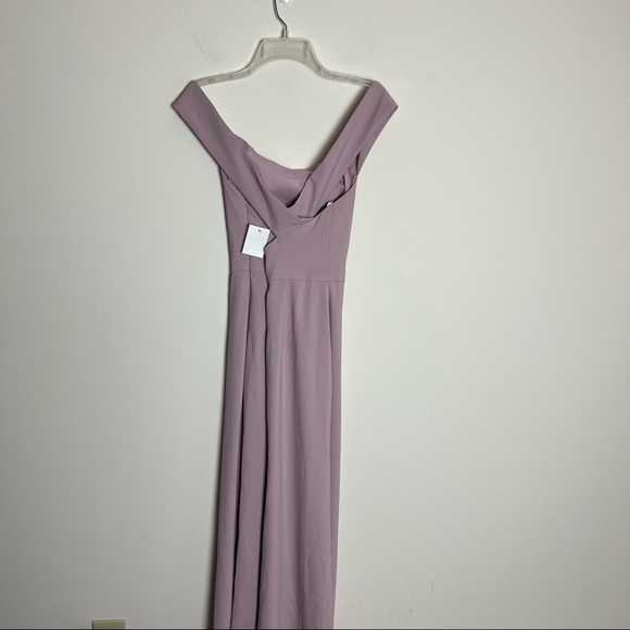 NWT Dessy Collection Larkspur 2987 Suede Rose Off the Shoulder Cross Dre… - Picture 8 of 11